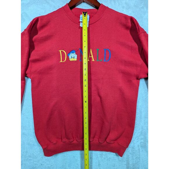 VTG 90s Disney Mickey & Co Embroidered Donald Duck Crewneck LARGE Sweatshirt Red - Picture 6 of 8